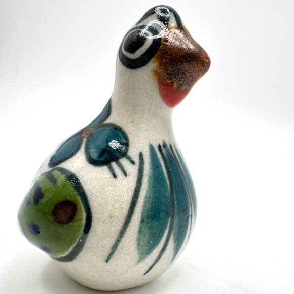 Tonala Mexico 2Pc Mini Birds Hand Painted Art Pottery Figurine Signed Decor Vtg - Picture 9 of 15